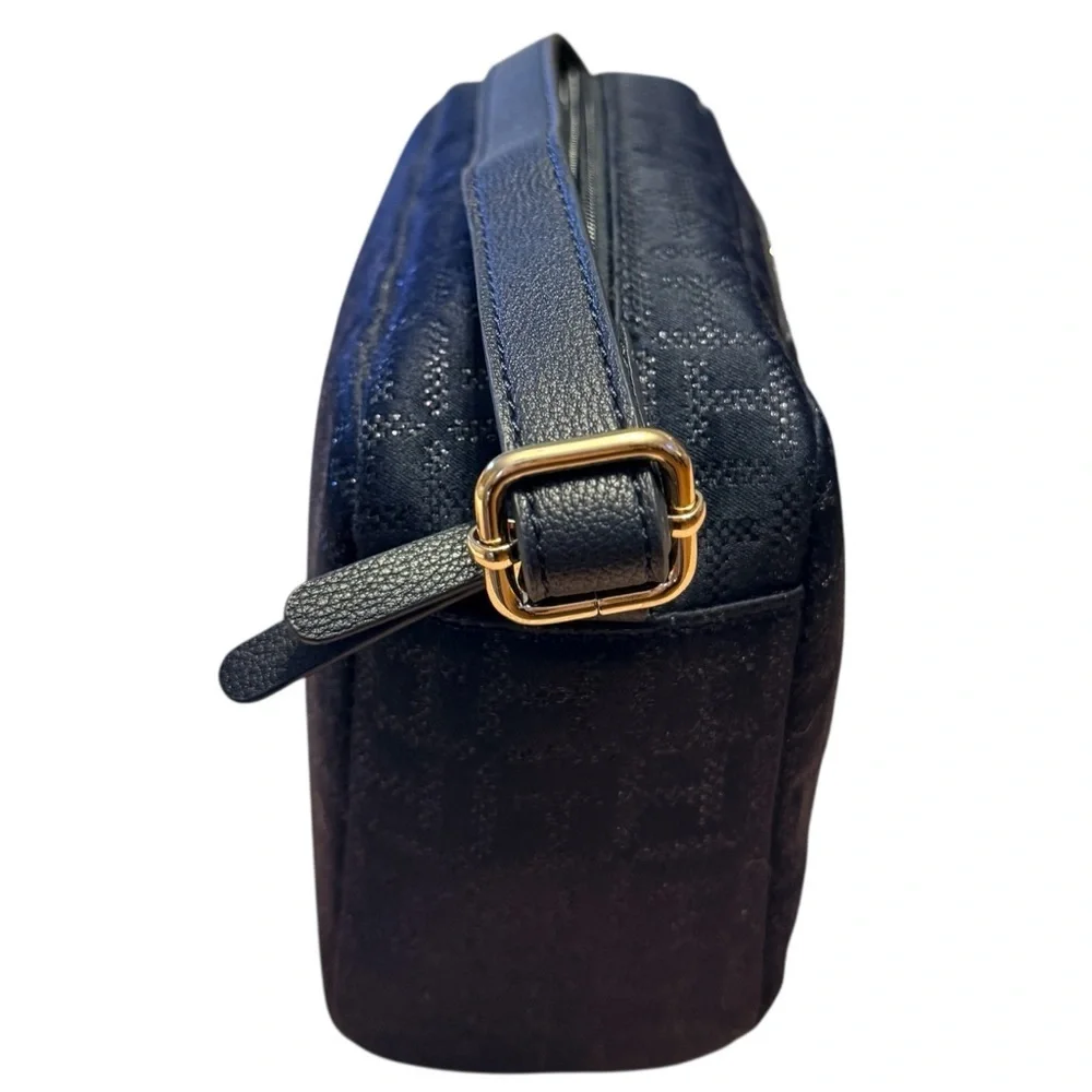 Tommy Hilfiger Dark Navy Monogram Crossbody Bag Adjustable Strap Gold Hardware